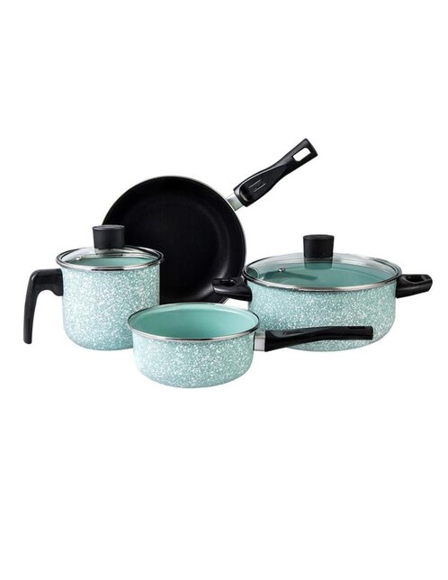 Batería de cocina Cinsa Granito Jade de acero vitrificado 6 piezas 1