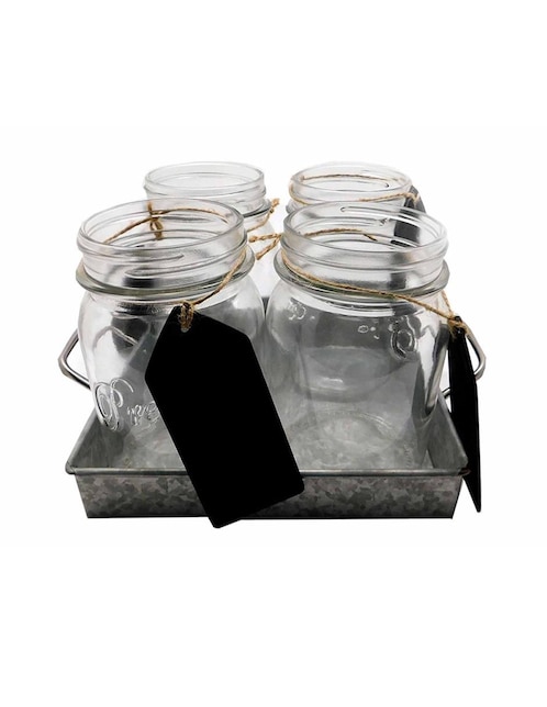 Imagen de producto Porta cubiertos con charola Good & Good Mason Jars