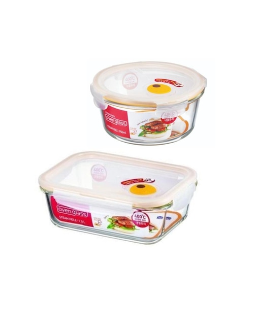 Set contenedores Lock & Lock de vidrio 2 piezas