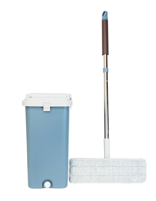 Cubeta de limpieza Homehacks Flat Mop azul con 2 mopas
