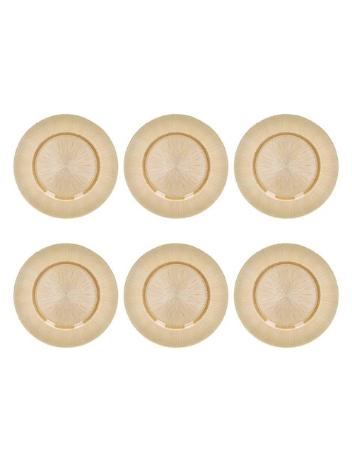 Set de 6 Platos base Reimart vidrio Circle