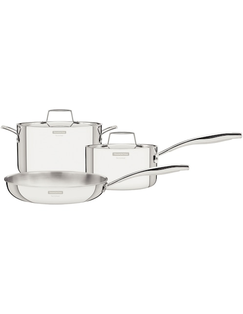 Batería de cocina Tramontina Grano de acero inoxidable 5 piezas