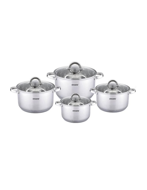 Batería de cocina Vincent de acero inoxidable antiadherente 8 piezas