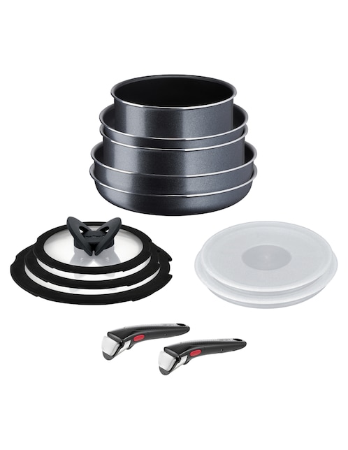 Batería de cocina T-Fal de aluminio antiadherente titanio 12 piezas