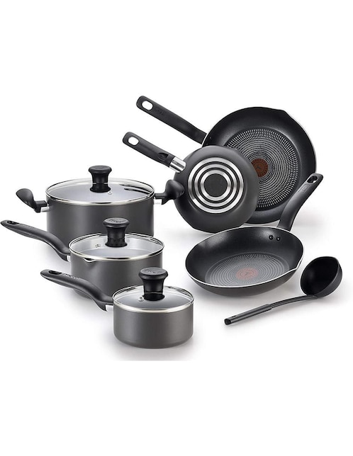 Batería de cocina T-Fal de acero inoxidable antiadherente cerámica 10 piezas