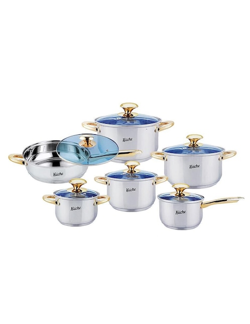Batería de cocina de acero inoxidable 12 piezas