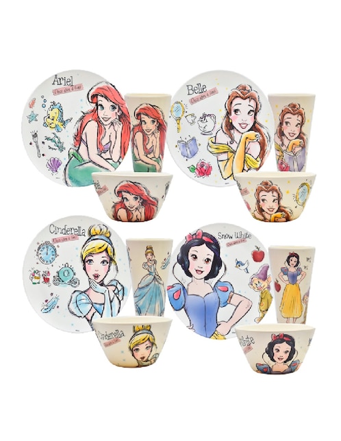 Vajilla Regalos Siglo XXI Disney Princesas 12 piezas bambú