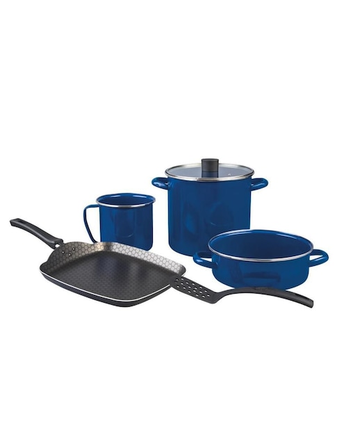 Batería de cocina Cinsa Praktica de acero vitrificado antiadherente convencional 6 piezas