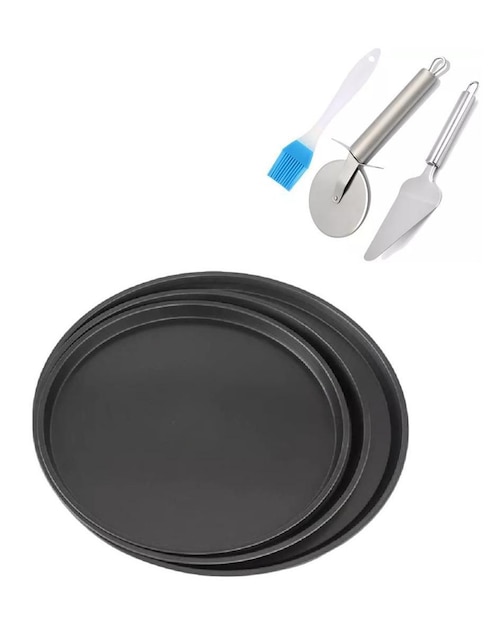 Set de 3 charolas para pizza Haus acero inoxidable grafito