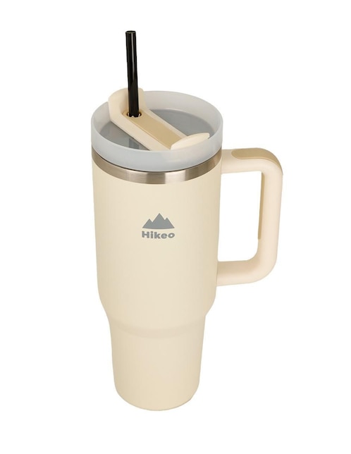 Termo doble pared Hikeo de acero inoxidable con tapa a prueba de derrame 1.2 L Beige 1.2 L