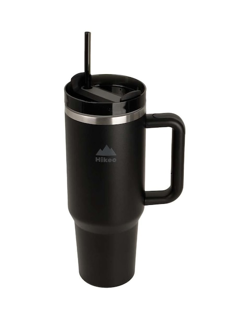 Termo doble pared Hikeo de acero inoxidable con tapa a prueba de derrame 1.2 L Negro 1.2 L