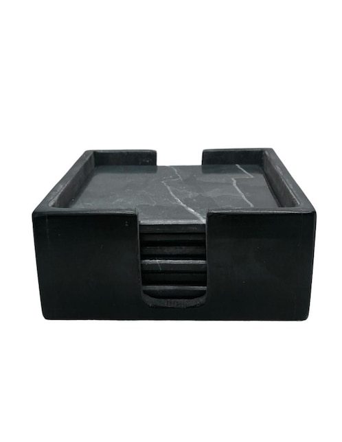 Portavaso Marmoliere Cuadrado Negro de mármol 6 piezas