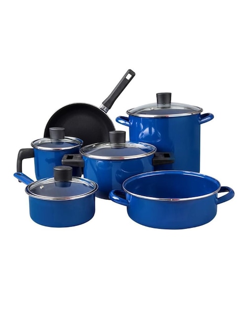 Batería de cocina Cinsa Albania de acero vitrificado antiadherente convencional 10 piezas