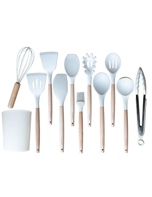 Set utensilios Zanetti de madera y silicón