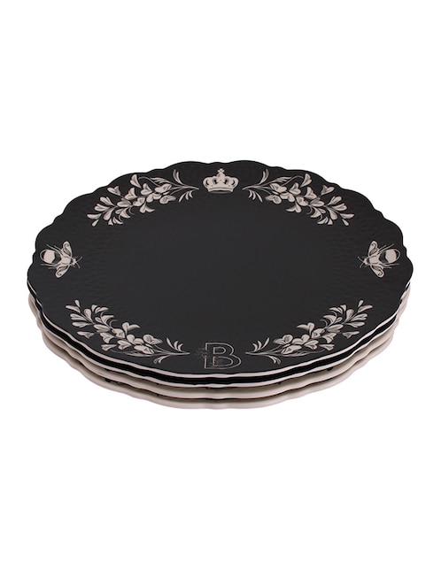Plato trinche Crown Baccara Bridgerton de melamina 4 piezas