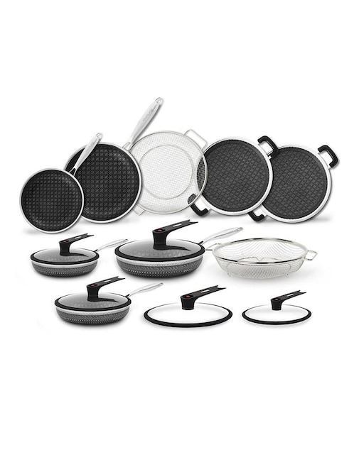 Batería de cocina Flavorstone Samurai de acero inoxidable antiadherente combinado 14 piezas