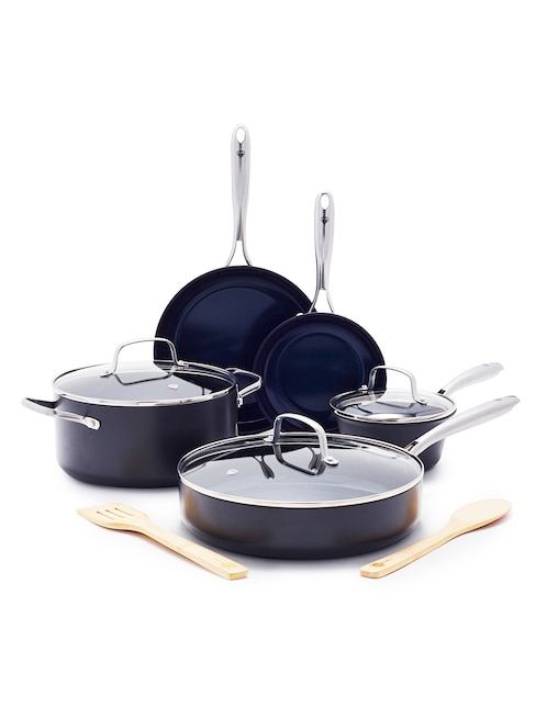 Batería de cocina Blue Diamond de aluminio anodizado antiadherente cerámica 10 piezas