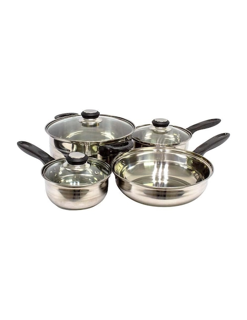 Batería de cocina Gibson Lybra de acero inoxidable antiadherente convencional 7 piezas