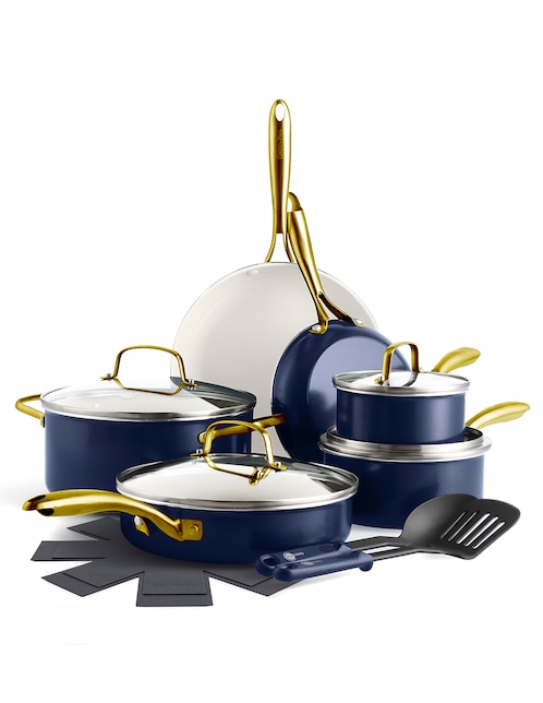 Batería de cocina Greenpan de aluminio anodizado antiadherente cerámica 12 piezas