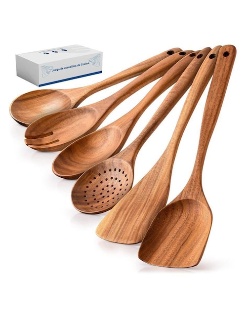Cubiertos ensalada de madera 6 piezas