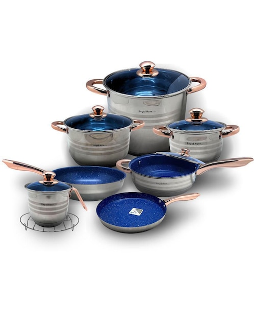 Batería de cocina Royal Haus by Apolo RH-313AB de acero inoxidable antiadherente cerámica 13 piezas