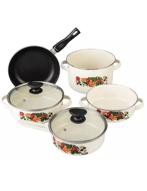 Batería de cocina Armenia de acero vitrificado antiadherente sin PFOA 7 piezas