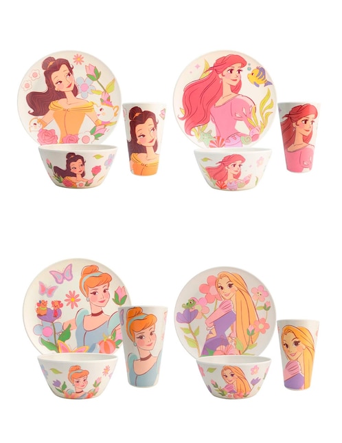 Vajilla cerrada princesas de bambú para 4 personas 1