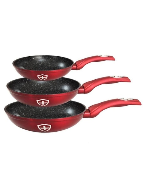 Set de sartenes Swiss Silver de aluminio esmaltado 3 piezas