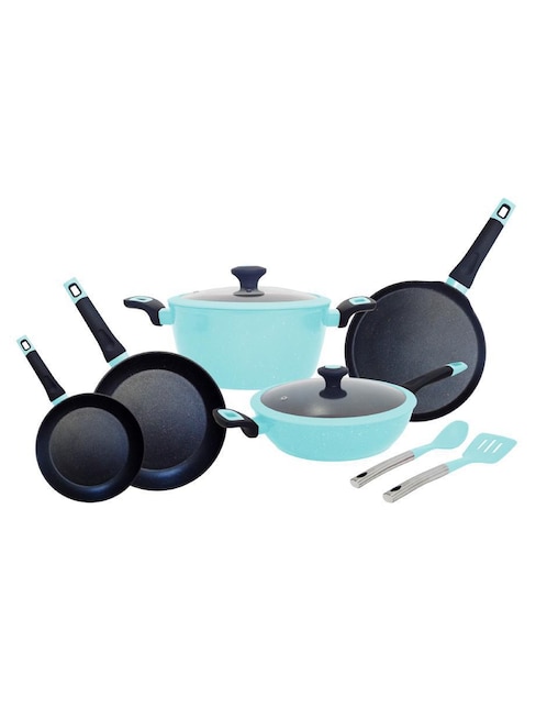 Batería de cocina Foode de aluminio forjado antiadherente convencional 9 piezas