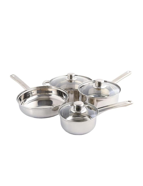 Batería de cocina Gibson Landon de acero inoxidable antiadherente convencional 7 piezas