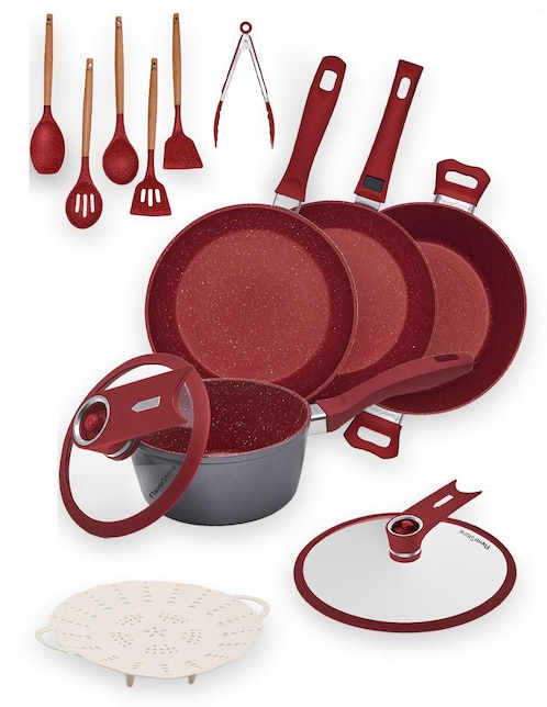 FLAVORSTONE Batería de cocina Flavorstone Delux de acero inoxidable antiadherente combinado 13 piezas