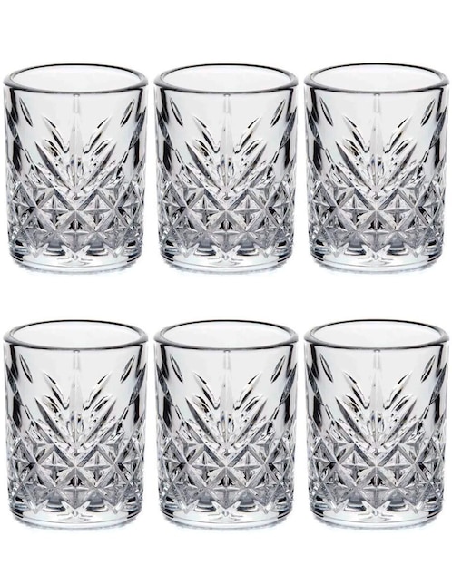 Set de tequileros de vidrio con 6 piezas