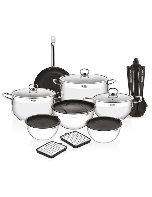 Batería de cocina Sofia Deluxe de acero inoxidable 22 piezas