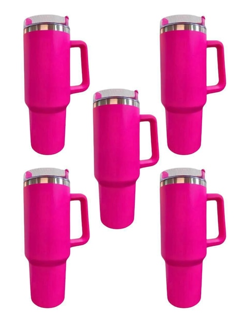 Set termo doble pared 5 piezas TLP de acero inoxidable con tapa rosca 1.2 L