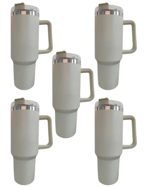 Set termo doble pared 5 piezas TLP de acero inoxidable con tapa rosca 1.2 L