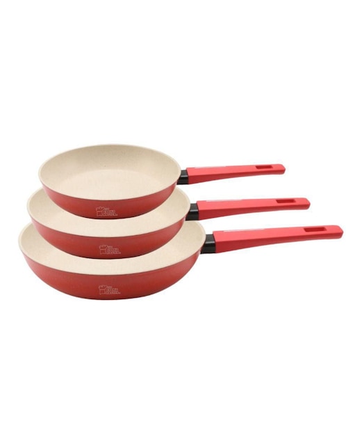 Set de sartenes Cooks Master Swiss Silver Mármol de aluminio 3 piezas