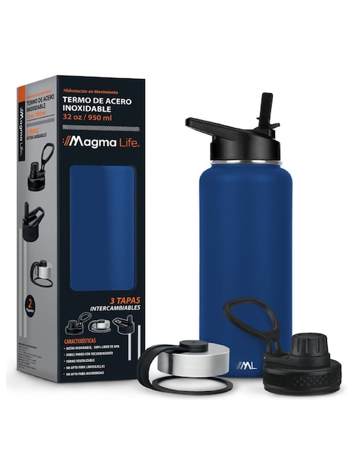 Termo 4 piezas Magma Life de acero inoxidable con tapa rosca 950 ml