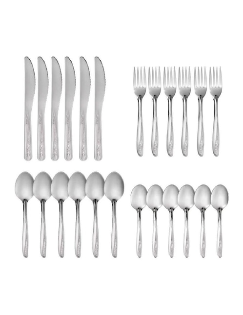 Set cubiertos Moven Jazmín de acero inoxidable 24 piezas
