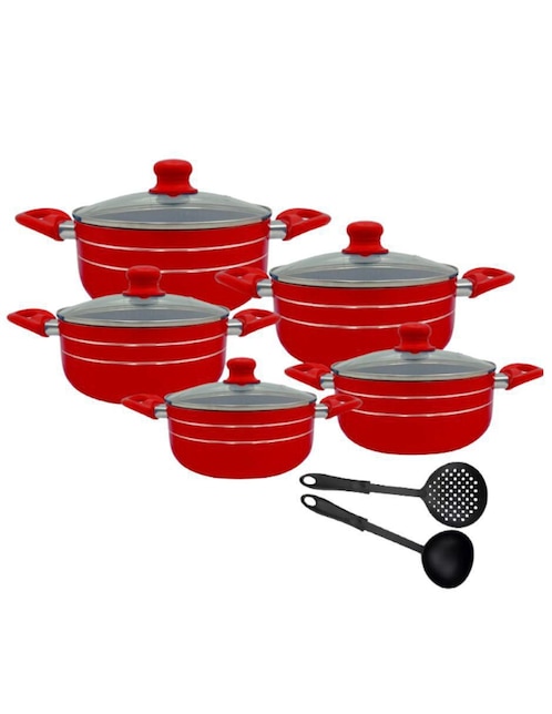 Batería de cocina de aluminio antiadherente minerales naturales 12 piezas