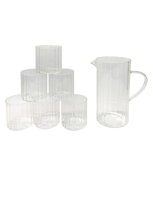 Set jarra y vasos de vidrio Kitchen Lab