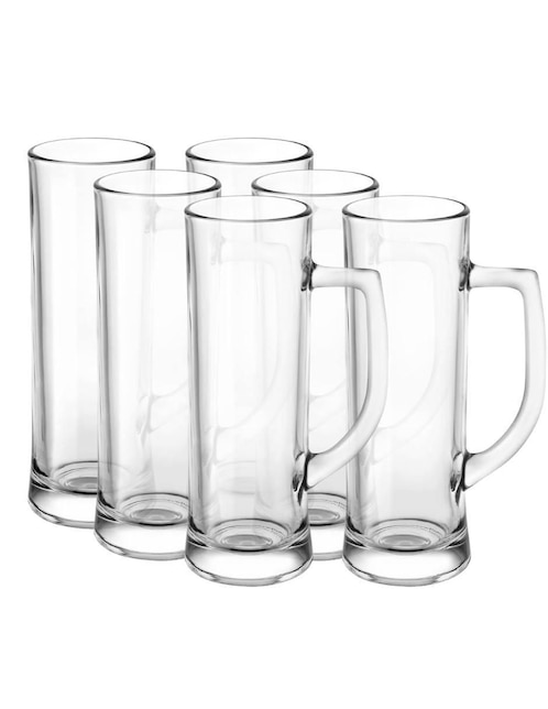 Set vasos cerveceros Borgonovo Danubio de vidrio con 6 piezas