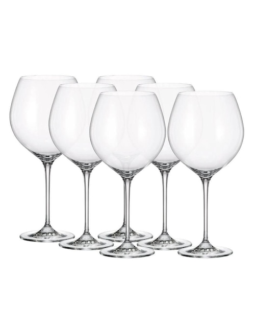 Set de copas para vino Bohemia Uria de vidrio