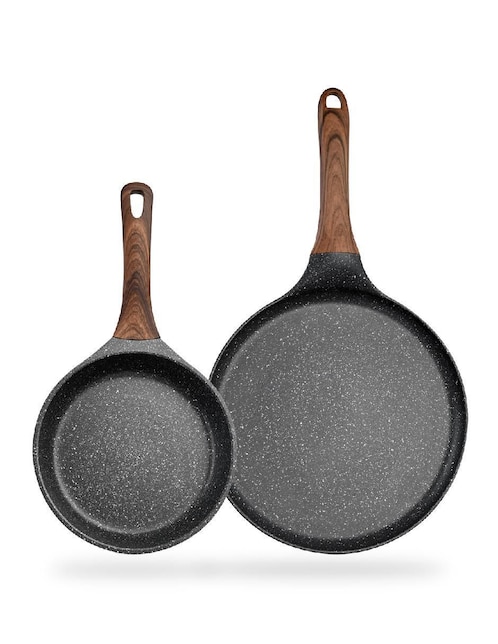 Set de sartenes Bogner Marble Black Pro de aluminio fundido 2 piezas