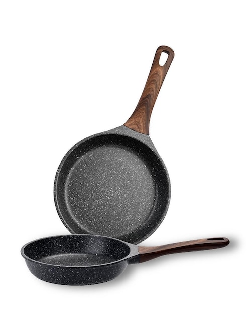 Set de sartenes Bogner Marble Black Pro de aluminio fundido 2 piezas