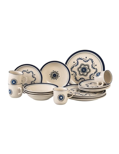 Vajilla Santa Anita Talavera Atlixco de porcelana 16 piezas