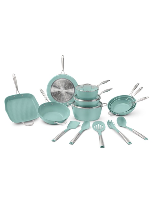Batería de cocina Jade Cook C0516-00 de aluminio antiadherente cerámica 17 piezas