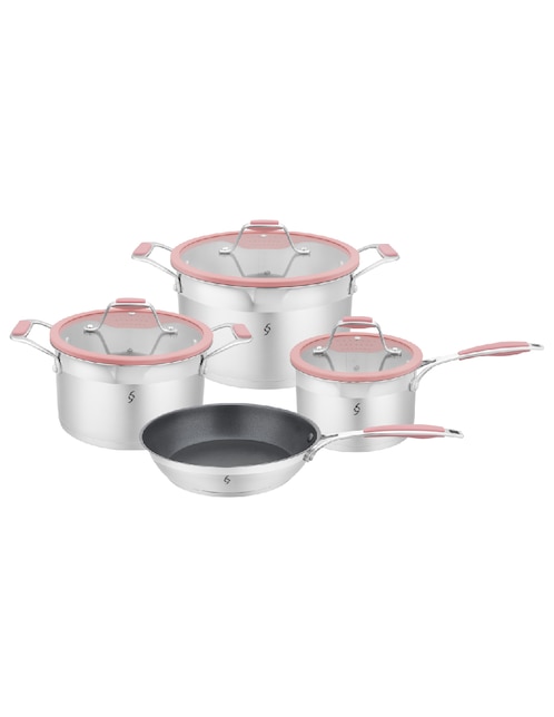 Batería de cocina Bogner BCPS06 de acero inoxidable antiadherente titanio 7 piezas