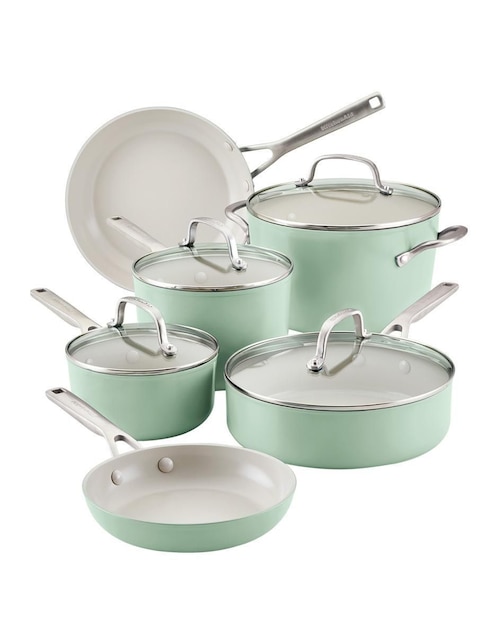 Batería de cocina Kitchenaid 84820 de aluminio anodizado antiadherente cerámica 10 piezas