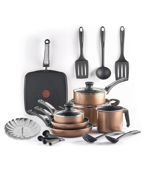 Batería de cocina T-Fal b9510484m de aluminio antiadherente titanio 20 piezas