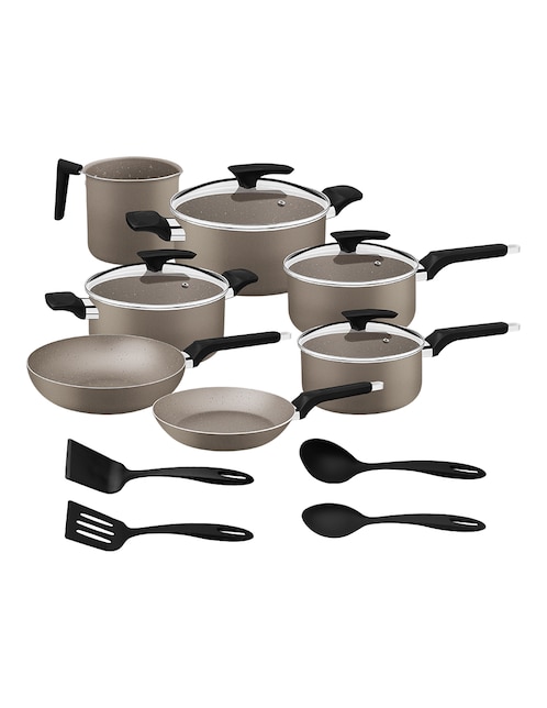 Batería de cocina Tramontina de aluminio antiadherente sin PFOA 17 piezas